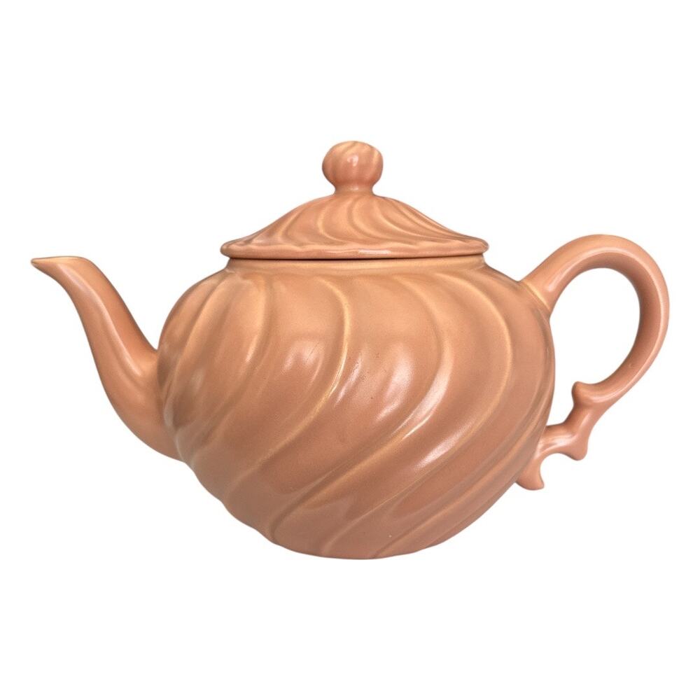 Vintage Franciscan Coronado Swirl Coral Teapot Chip Spout